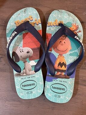 Havaianas Kids Teal & Navy Peanuts Snoopy Charlie Brown Flip Flops